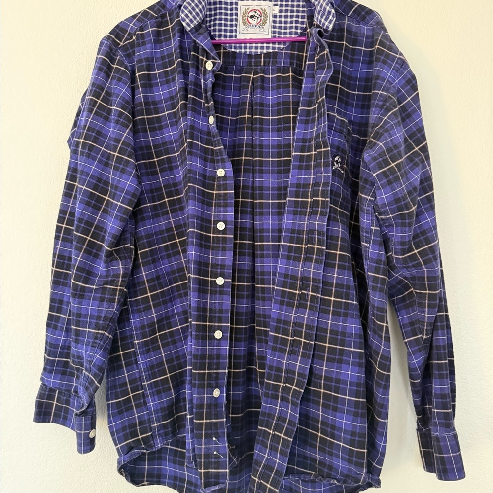 Cinch Blue Checkered Cotton Shirt